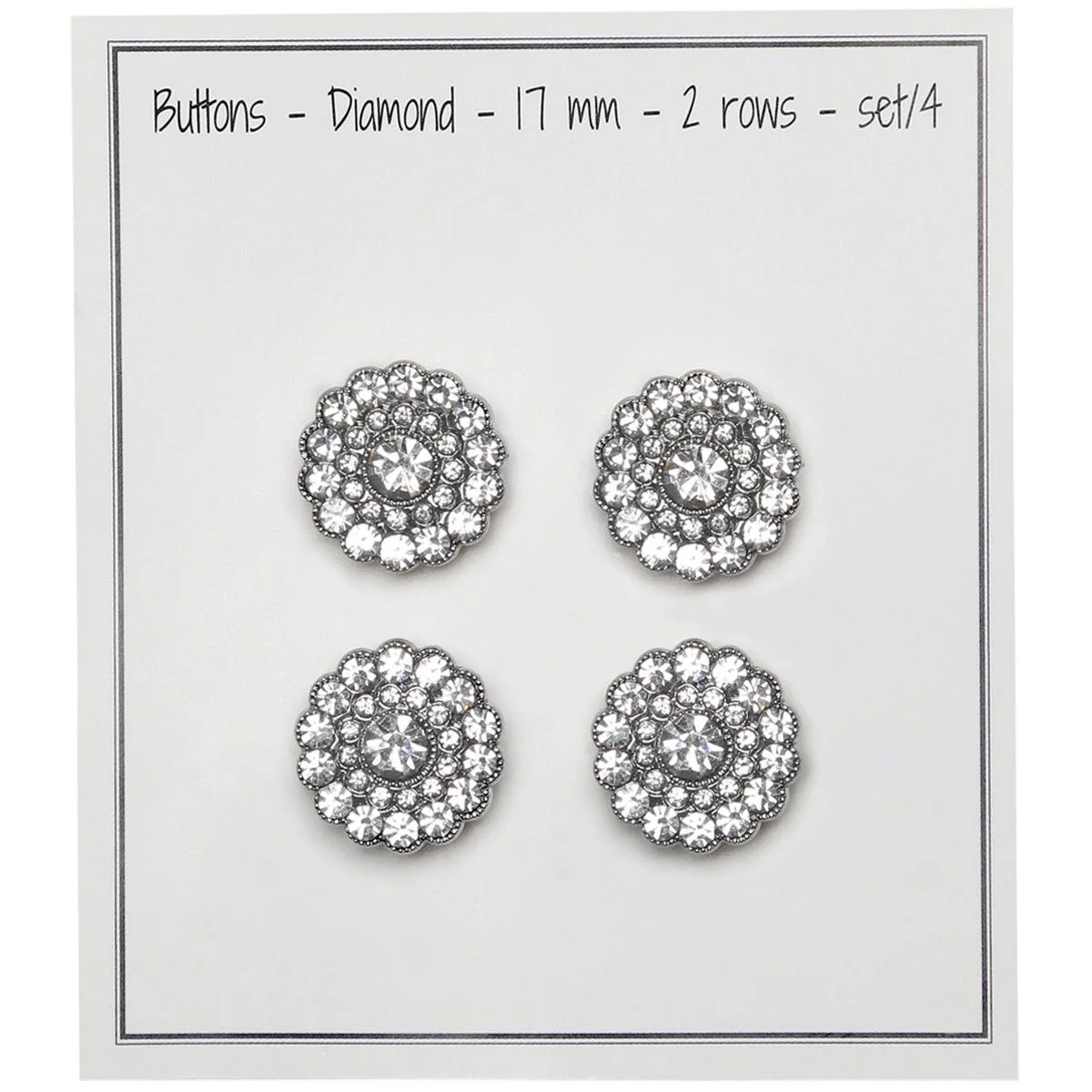 Bling Buttons - Small Stones - Silver - 4 pcs. - Image 2